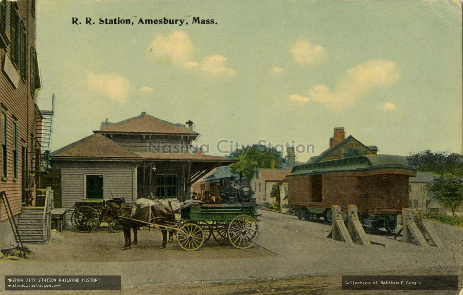 Postcard: Railroad Station, Amesbury, Massachusetts